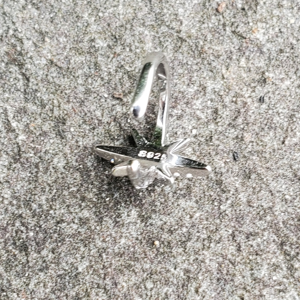 Star Ear Cuff Silver No Piercing Earring Sparkling Earcuff 925 Sterling Silver - Picture 5 of 7